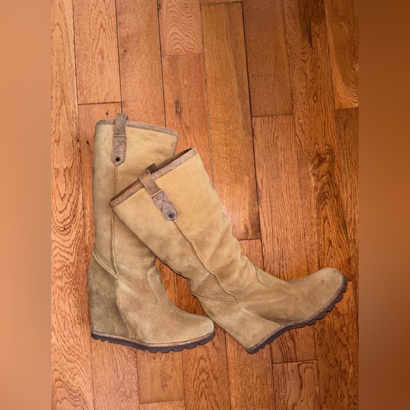 Womens UGG high heel platform suede warm boots - Picture 6 of 12